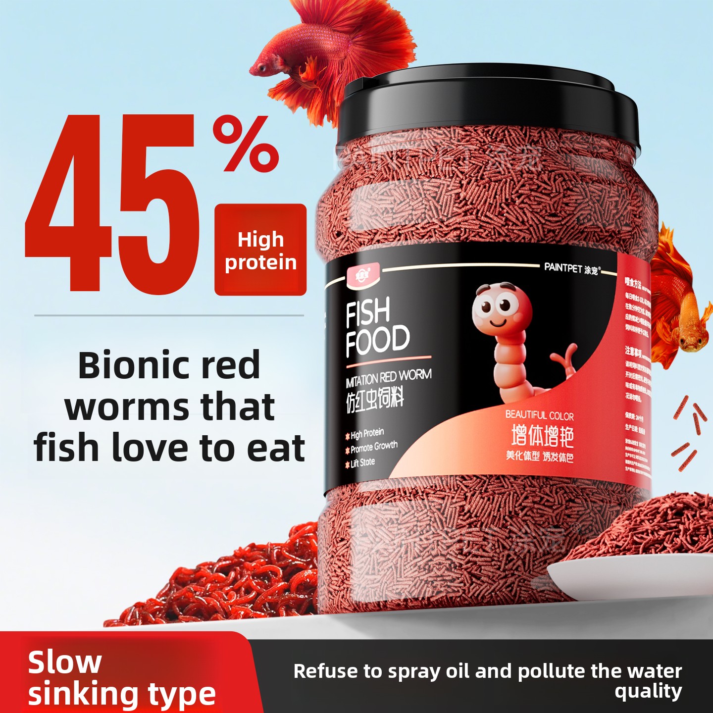 Aquarium Fish Eggs - PAINTPET Biyo-Mimetik Kan Solucanı Balık Yemi,