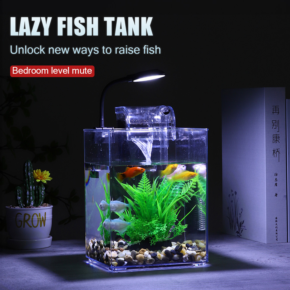 Aquarium Xl - USB masaüstü balık tankı seti-kurulumu kolay-yatak