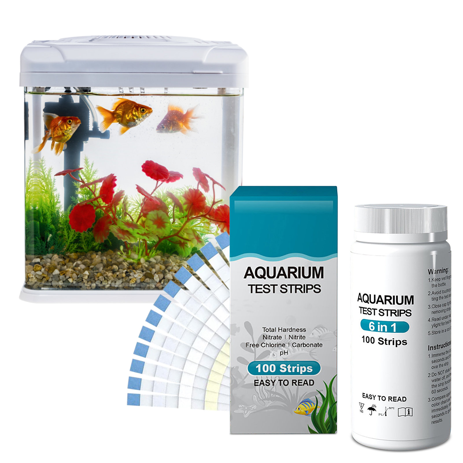 100 adet 6-in-1 Su Kalitesi Te - Aquarium Fish Pond incelemesi ve fiyatı